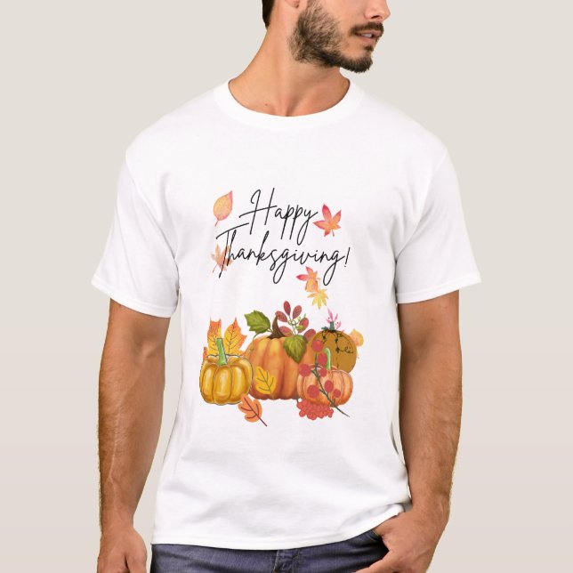 Happy thanksgiving Höst löv och Pumpkin T Shirt (Framsida)