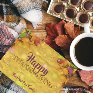 Happy thanksgiving Höst löv och regndroppar Helg Vykort