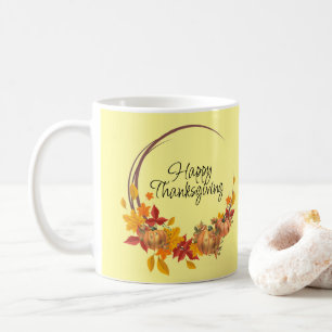 HAPPY THANKSGIVING Höst löv Pumpkins Helgdag Kaffemugg
