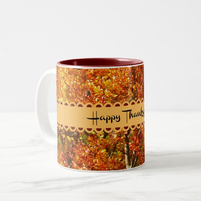 Happy thanksgiving, hösten Färg, Två-Tonad Mugg (Framsida vänster)