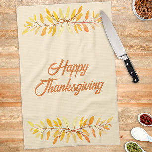 Happy thanksgiving Hösten Löv Gräns Anpassningsbar Kökshandduk