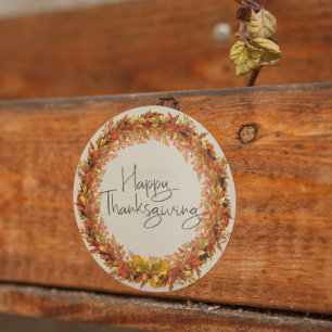Happy thanksgiving Hösthösten Löv utandningsluft Runt Klistermärke