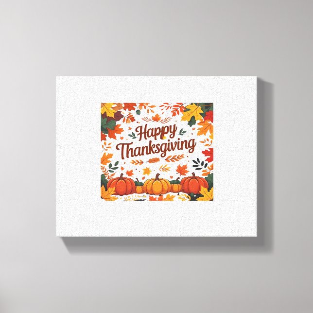 Happy thanksgiving - Höstpumpa och Höst löv Canvastryck (Framsida)
