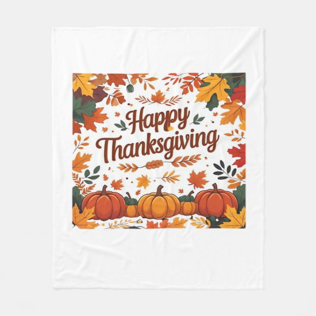 Happy thanksgiving - Höstpumpa och Höst löv Fleecefilt (Framsidan)
