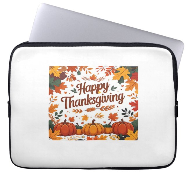 Happy thanksgiving - Höstpumpa och Höst löv Laptop Fodral (Framsidan)