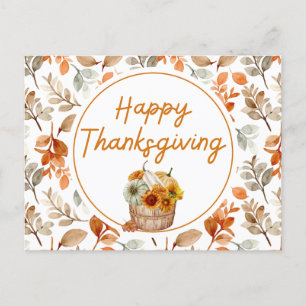 Happy thanksgiving höstpumpa och solblommor helg vykort