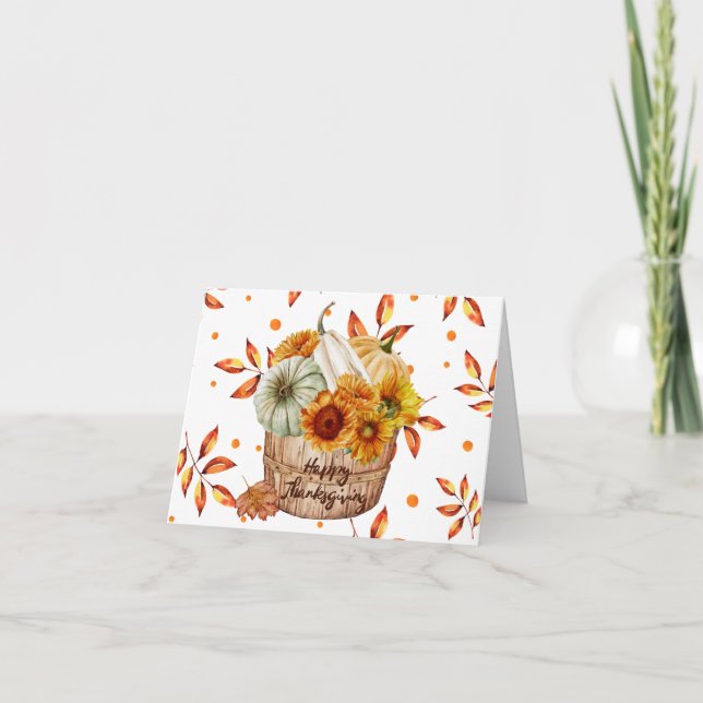 Happy thanksgiving höstpumpa och solblommor kort (Framsida)