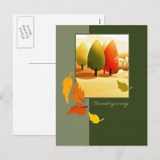 Happy thanksgiving höstscenario helg vykort (Fram/baksida)