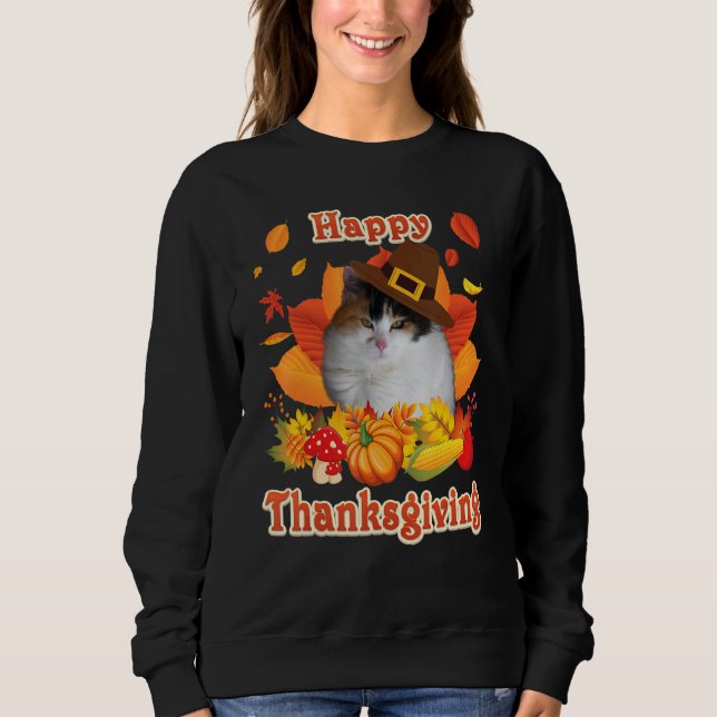 Happy Thanksgiving Japanese Bobtail Cat I'm Thankf T Shirt (Framsida)