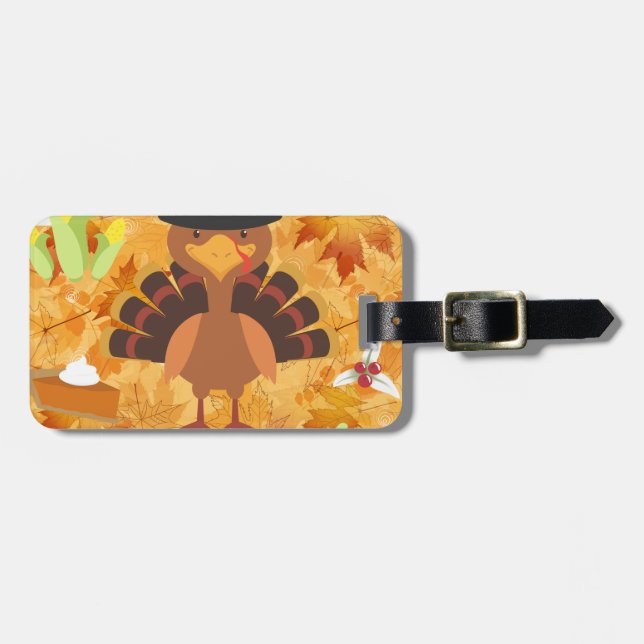 happy thanksgiving kalkon bagagebricka (Horisontell Framsida)