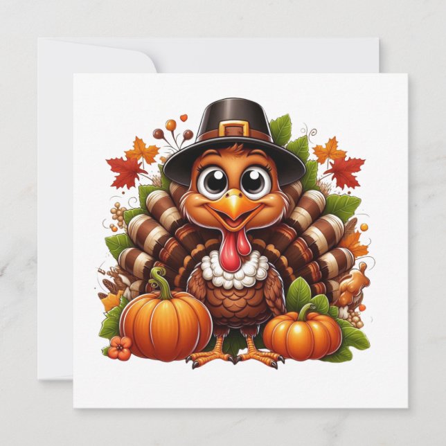 happy thanksgiving kalkon julkort (Framsida)