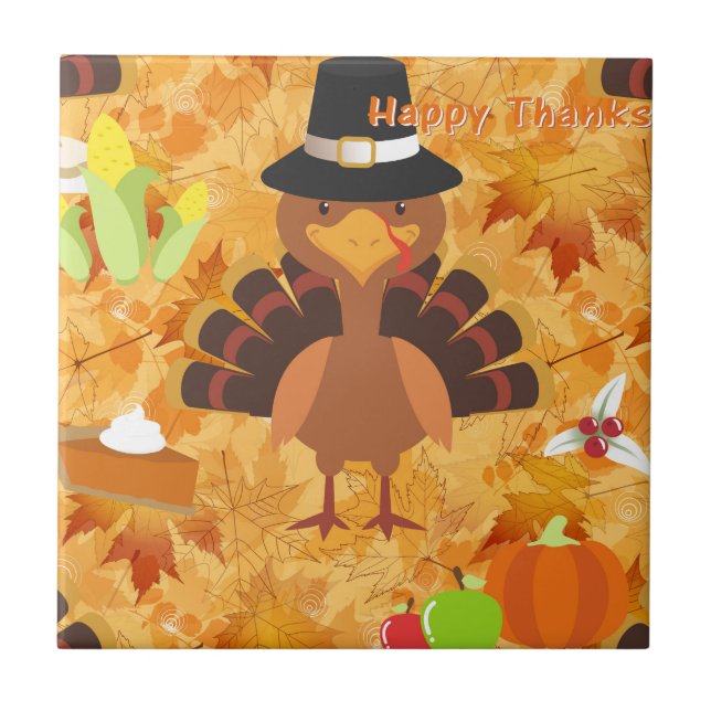 happy thanksgiving kalkon kakelplatta (Framsidan)
