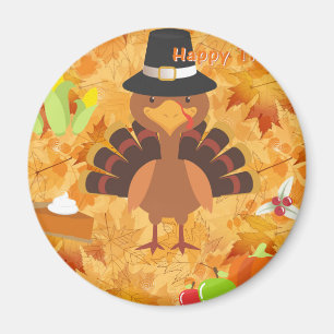 happy thanksgiving kalkon magnet