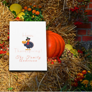 Happy thanksgiving kalkon paj ljusvit kort