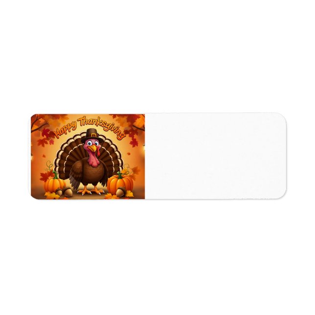 happy thanksgiving kalkon returadress etikett (Framsidan)