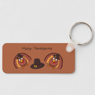 Happy thanksgiving-kalkoner på brunt nyckelring