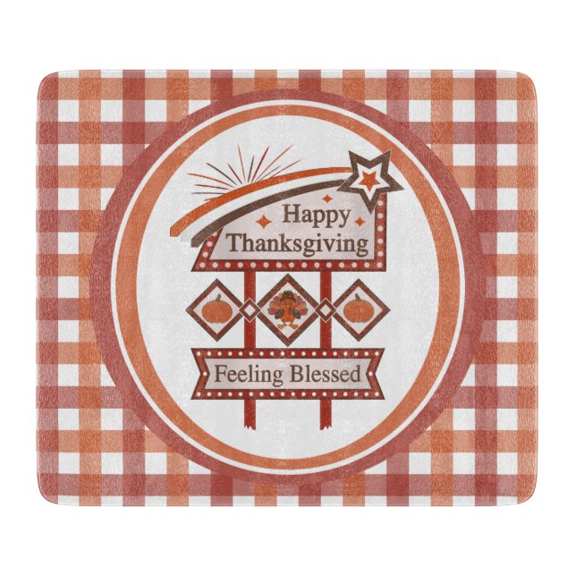 Happy thanksgiving känner sig välsignerat Retro-te (Framsidan)