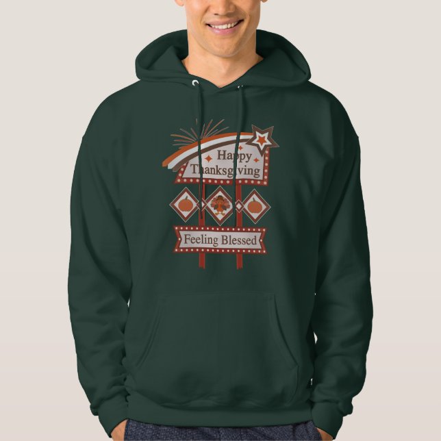 Happy thanksgiving känner sig välsignerat Retro-te Hoodie (Framsida)