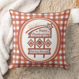 Happy thanksgiving känner sig välsignerat Retro-te Kudde