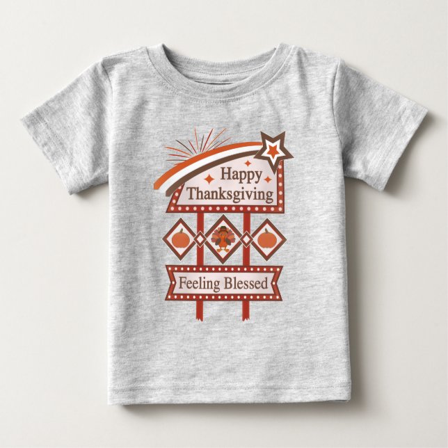Happy thanksgiving känner sig välsignerat Retro-te T Shirt (Framsida)
