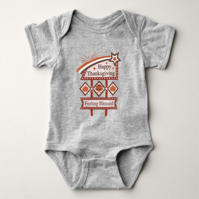 Happy thanksgiving känner sig välsignerat Retro-te T Shirt (Framsida)