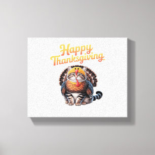Happy thanksgiving Katt Turkiet-dagen faller i kla Canvastryck