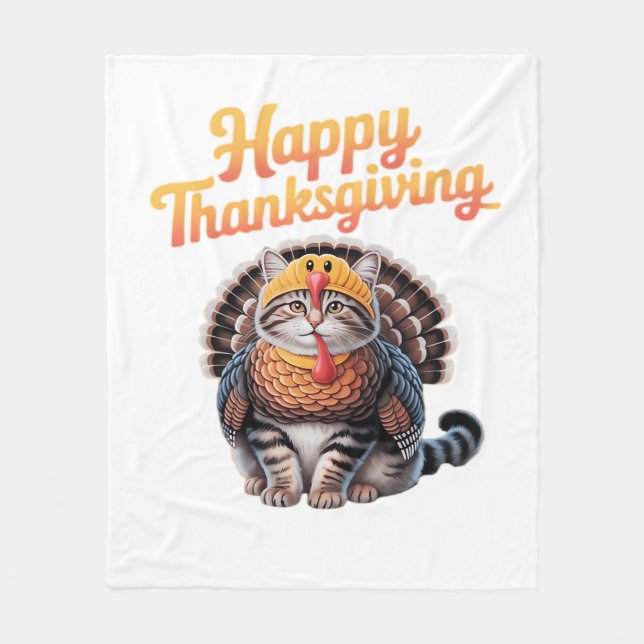 Happy thanksgiving Katt Turkiet-dagen faller i kla Fleecefilt (Framsidan)