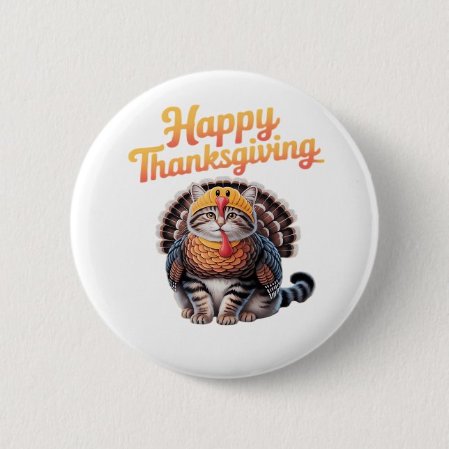Happy thanksgiving Katt Turkiet-dagen faller i kla Knapp (Framsida)