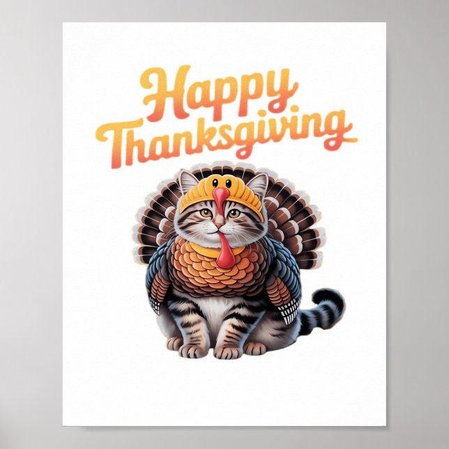 Happy thanksgiving Katt Turkiet-dagen faller i kla Poster (Framsidan)