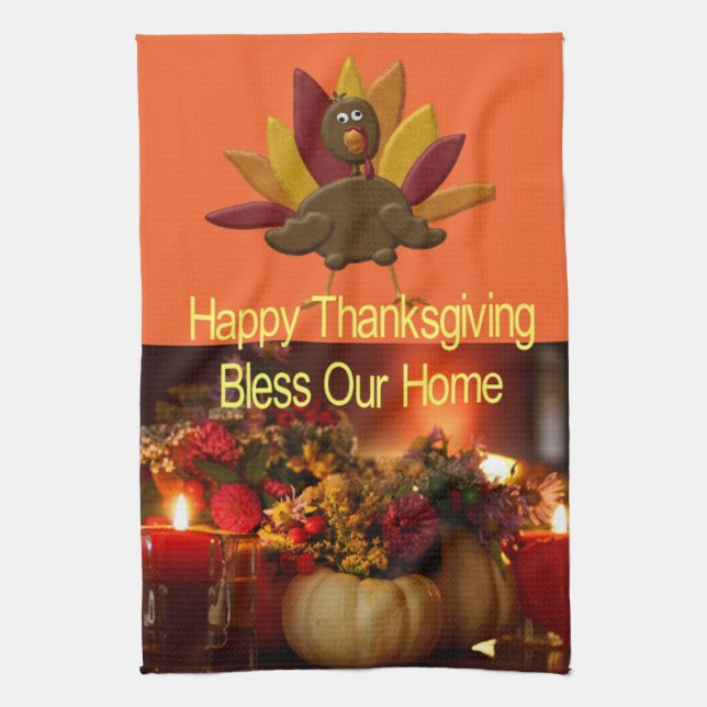 Happy Thanksgiving Kitchen Hand Towel Bless Home Kökshandduk (Vertikal)