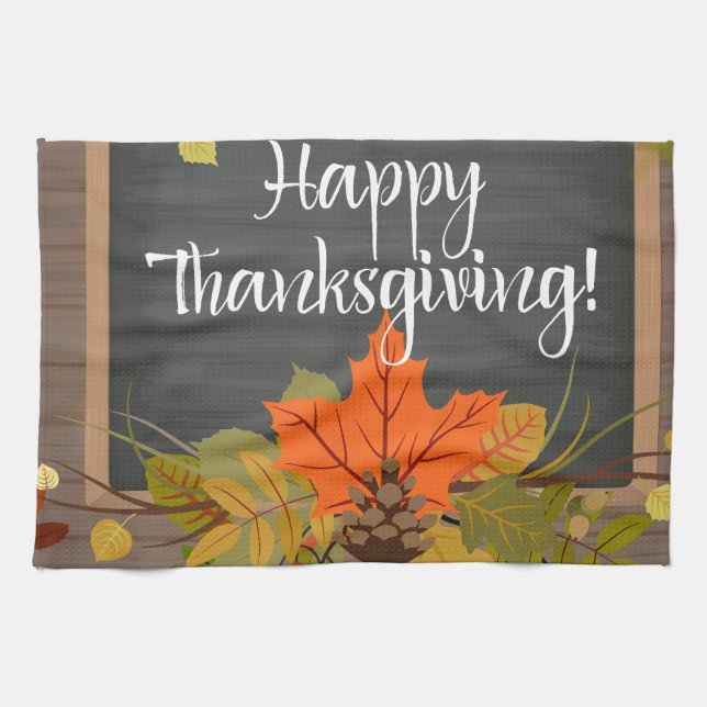 happy thanksgiving kökshandduk (Horisontell)