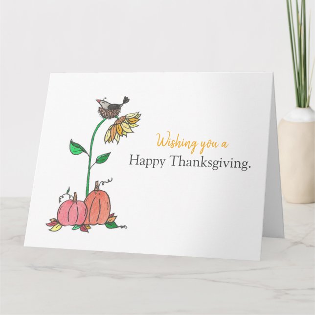 Happy thanksgiving Kråka och pumpor Kort (Framsida)