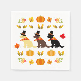 Happy thanksgiving Labrador Silhouette White Pappersservett