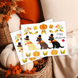 Happy thanksgiving Labrador Silhouette White Vykort