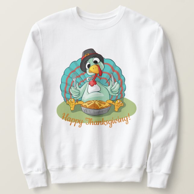 Happy thanksgiving lång ärmad tröja (Design framsida)