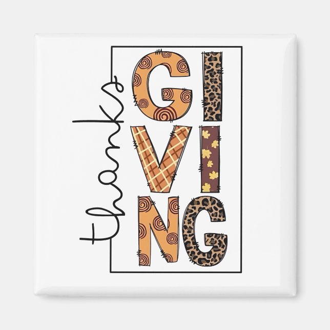 Happy thanksgiving Leopard Skriv ut Rainbow Turkie Magnet (Framsidan)