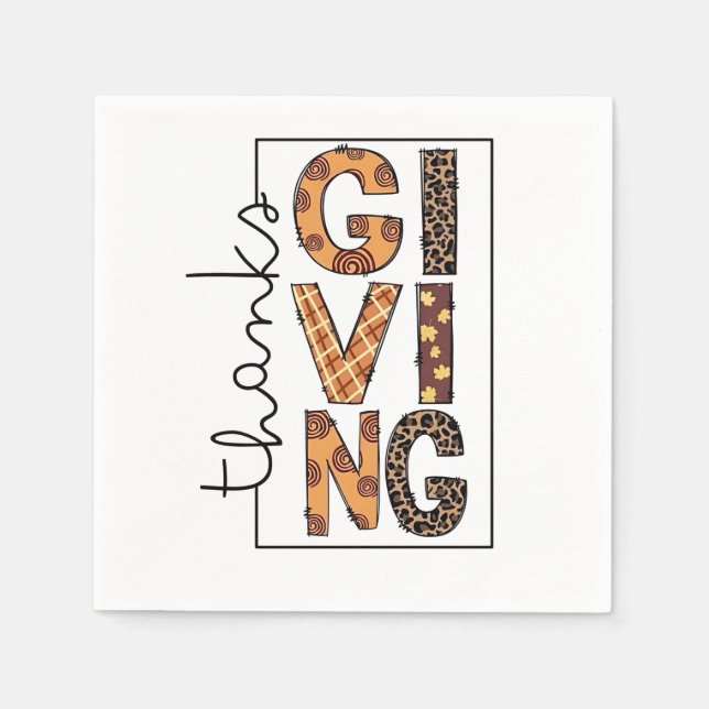 Happy thanksgiving Leopard Skriv ut Rainbow Turkie Pappersservett (Framsidan)