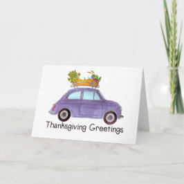 Happy thanksgiving Lila Retro Fiat 500 Kort