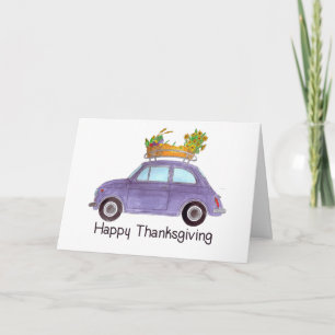 Happy thanksgiving Lila Retro Fiat 500 Kort