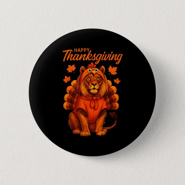 Happy Thanksgiving Lion Women Boys Girls Kids Outf Knapp (Framsida)