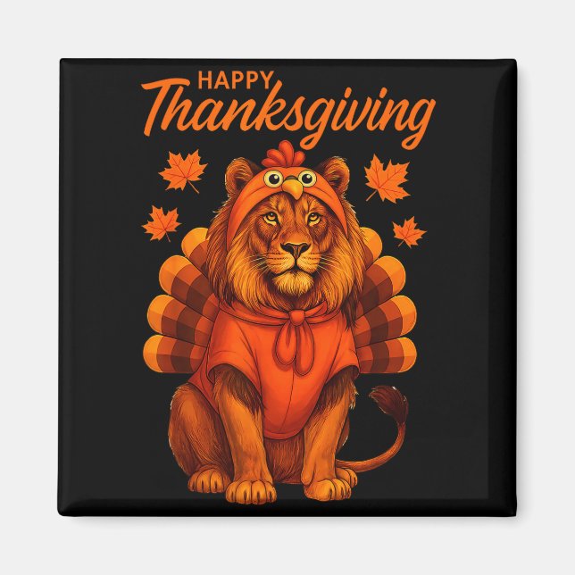 Happy Thanksgiving Lion Women Boys Girls Kids Outf Magnet (Framsidan)