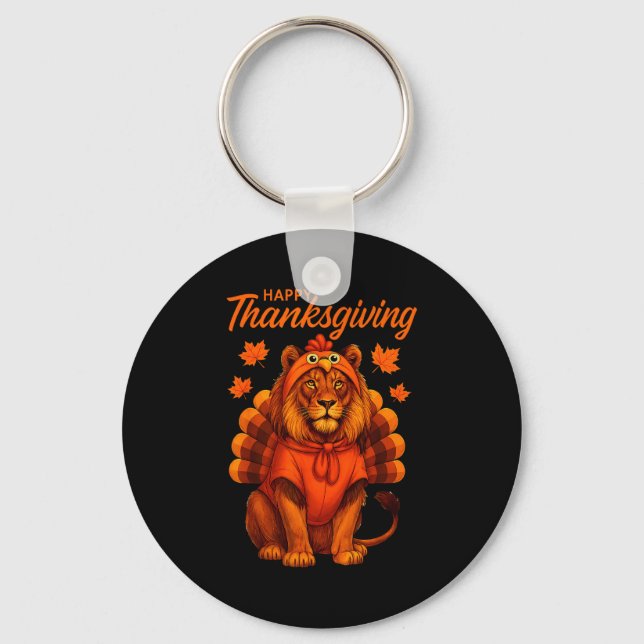 Happy Thanksgiving Lion Women Boys Girls Kids Outf Nyckelring (Framsida)
