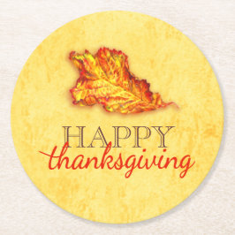 Happy thanksgiving löv art pappra underlägg papper rund