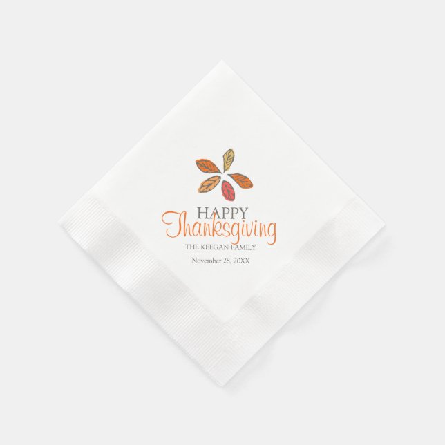 Happy thanksgiving löv orange grått napkins pappersservett (Hörn)