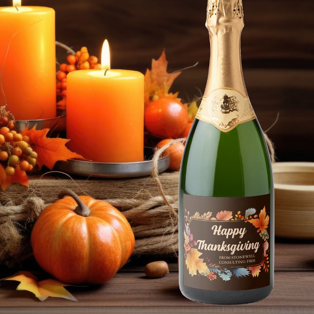 Happy thanksgiving Löv Party Champagne-etikett (Skapare uppladdad)