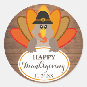 Happy thanksgiving lustiga kalkonjakttejer runt klistermärke
