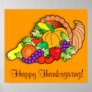Happy thanksgiving med Cornucopia Poster