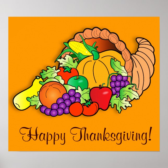 Happy thanksgiving med Cornucopia Poster (Framsidan)