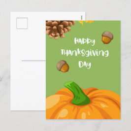 Happy thanksgiving med Cute Pumpkin och Gräs Helg Vykort