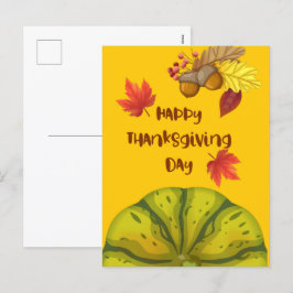 Happy thanksgiving med Cute Pumpkin och Gräs Helg Vykort